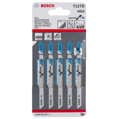 Bosch Jigsaw Blades T127D Special for Aluminium Cutting Pack of 5 fits Dewalt
