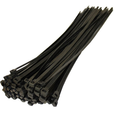 Cable Zip Ties Heavy Duty 370mm x 7.6mm 100 pack Black Self-Locking Strong Nylon