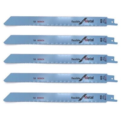 5 x Genuine Bosch S1122BF 225mm Reciprocating Sabre Saw Blades for Metal Cutting