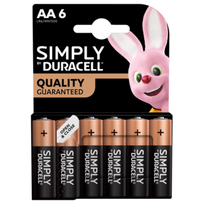 Duracell Simply AA Batteries MN1500 6 Per Card