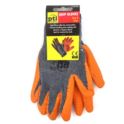 PTI 12 Pairs Latex Grip Gloves Large for Builders Gardeners Mechanics PTI189