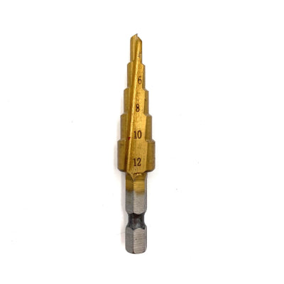 PTI HSS Tin-Coated 4-12mm Step Drill with 1/4" Shank