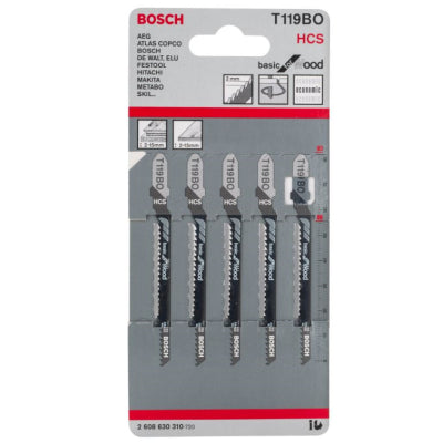 Bosch Jigsaw Blades T119BO Basic Curve Cutting for Wood Pack of 5 fits Dewalt