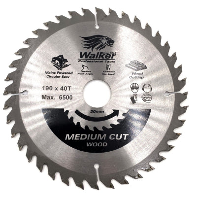 190mm Diameter x 30mm Bore x 40T Tooth TCT Wood Cutting Circular Saw Blade 2.6mm Kerf