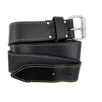 PTI Premium Black Leather Belt 2" Wide Strap With Roller Buckle
