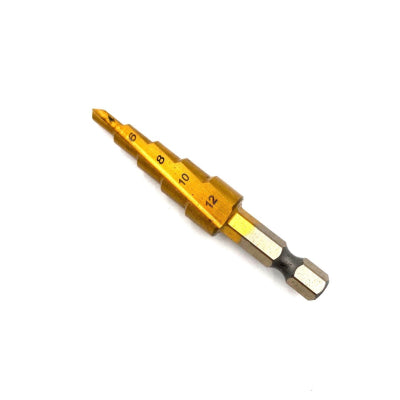 PTI HSS Tin-Coated 4 - 12mm Step Drill with 1/4" Shank