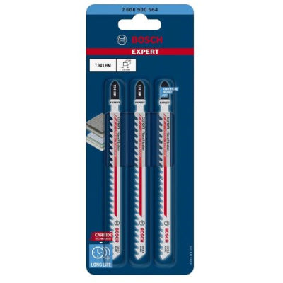Bosch Jigsaw Blades T341HM Special for Fibre Cement and Plasterboard Pack of 3