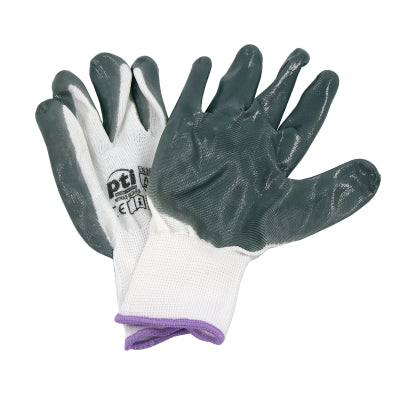 PTI 12 Pairs Nitrile Grey PU Coated Safety Work Grip Gloves Extra Large Builders