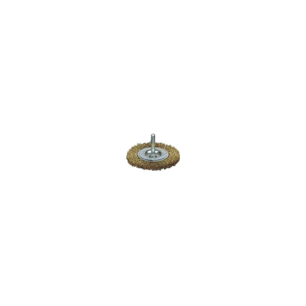 60mm Diameter / 5mm Face Width 0.30 Brass Plated Steel Spindel Mounted Crimped Wheel