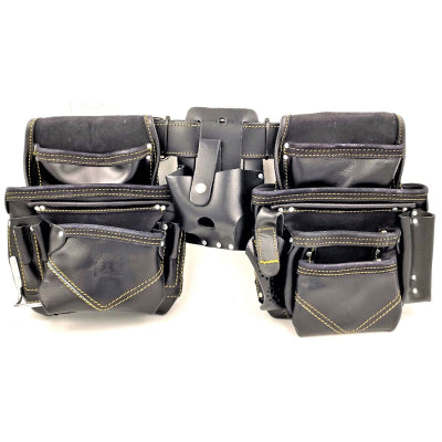 PTI Premium Black Leather Adjustable Double Carpenter Tool Belt