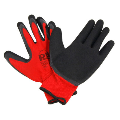 PTI 12 Pairs Red Grip Work Gloves Sandy Nitrile Palm Size 9 Large