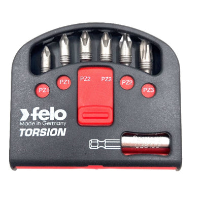 Felo 7pc PZ Torsion Swift Screwdriver Bit & Magnetic Bit Holder Set F020 603 06