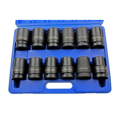 Bergen US PRO 12pc 1" Drive 6 Point Deep Impact Metric Socket Set 2096