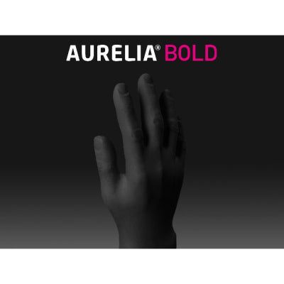 Aurelia Bold Large Powder Free Strong Black Disposable Nitrile Gloves Box 100