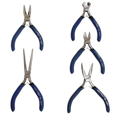 US Pro 5pc Mini Plier Set Long Flat Angled Nose Combi Cutters 5887