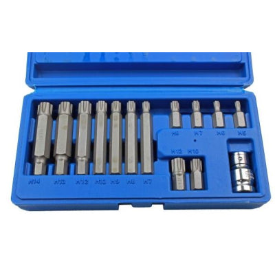 Bergen US PRO 14pc 1/2" Drive Ribe Socket Bit Set M5 - M14 with Adaptor 2238