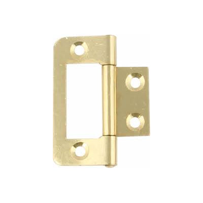 Pair of 60mm Brass Plated Flush Door Hinges Cupboard Wardrobe Doors 105