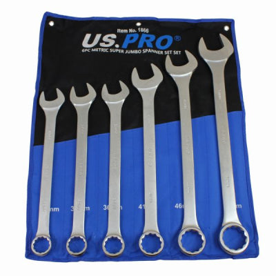 6PC Metric 33-50mm Super Combination Jumbo Spanner Set US Pro 1866