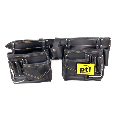 PTI Premium Black Leather Double Carpenter Tool Belt