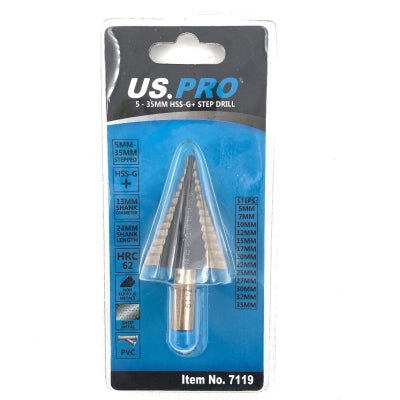 US PRO 5-35mm HSS-G+ Step Drill Increased Hardness 7119