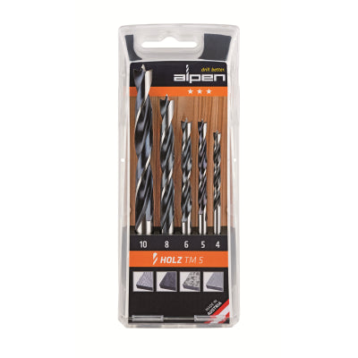 Alpen 5pc Dowell Wood Drill Bit Set 4.0mm to 10.0mm