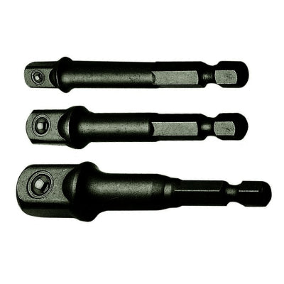 3pc Socket Adaptor Set Extension Square Head Impact Quality Sizes 1/4" 3/8" 1/2"