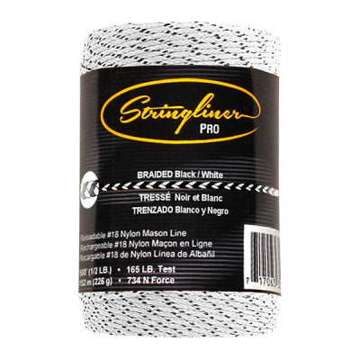 500' Braided and Bonded String Line Core, Black/White