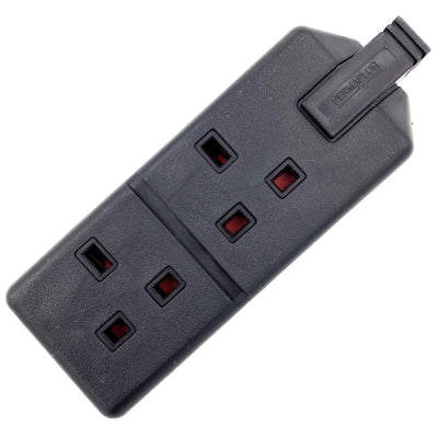 13 Amp 240 Volt Double Black Trailing Extension Socket