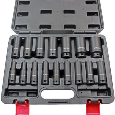 US PRO 16pc 1/2" Drive 6pt European Impact Socket Set 10mm to 32mm Long Reach