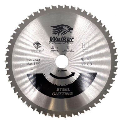 250mm Diameter x 54T Tooth x 30mm Bore TCT STEEL CUTTING Negative Hook Circular Saw Blade 2.2mm Kerf