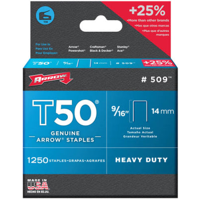 Arrow T50 9/16" - 14mm Staples Pack of 1250