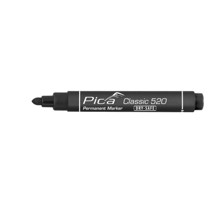 PICA 520/46 Permanent Marker Pen 1-4mm Round Bullet Tip Black Fast Drying