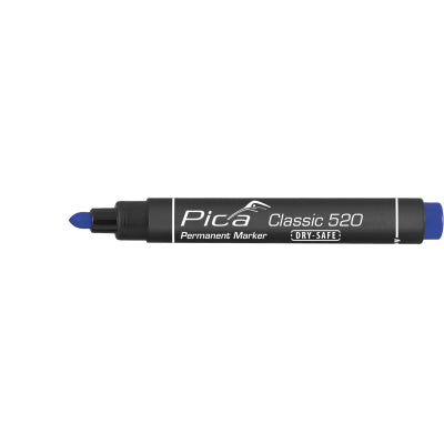 PICA 520/41 Permanent Marker Pen 1-4mm Round Bullet Tip Blue Fast Drying