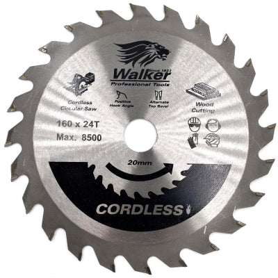 160mm Diameter x 20mm Bore x 24T Teeth TCT Wood Cutting Saw Blade Cordless  1.6mm Kerf