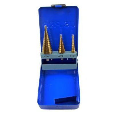 US PRO 3pc HSS Step Drill Bit Set Titanium Coated 2645