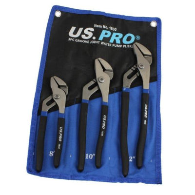 US PRO 3pc Groove Joint Water Pump Pliers Set 8",10",12" 1830