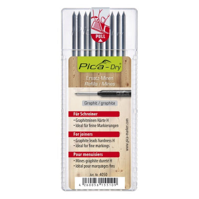 PICA Dry Refill Leads Pack 10 Graphite Special Hardness 4050 Joiners